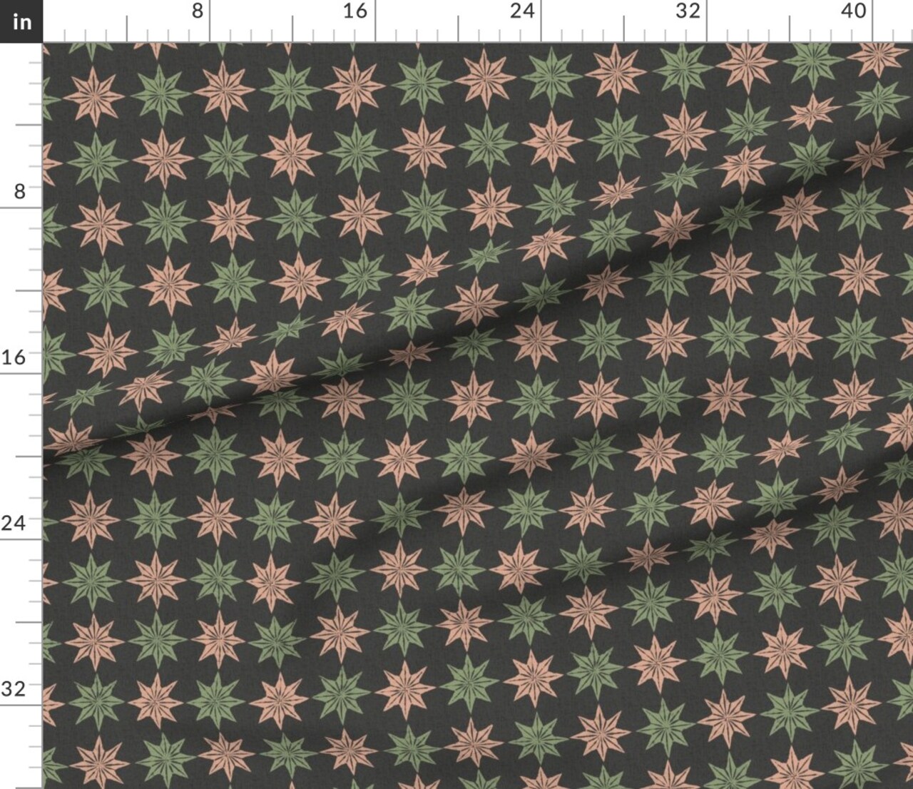 Star Modern Geometric Hand Drawn Block Print Distressed Moody Victorian Custom Printed Fabric by Spoonflower Various Fabrics by the Yard or Fat Quarter